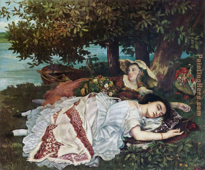 Gustave Courbet The Young Ladies on the Banks of the Seine detail